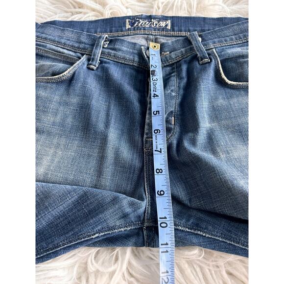 Hudson Men Denim Distressed Clifton Bootcut Jeans Pockets Dark Wash Blue Size 34 - Picture 14 of 15